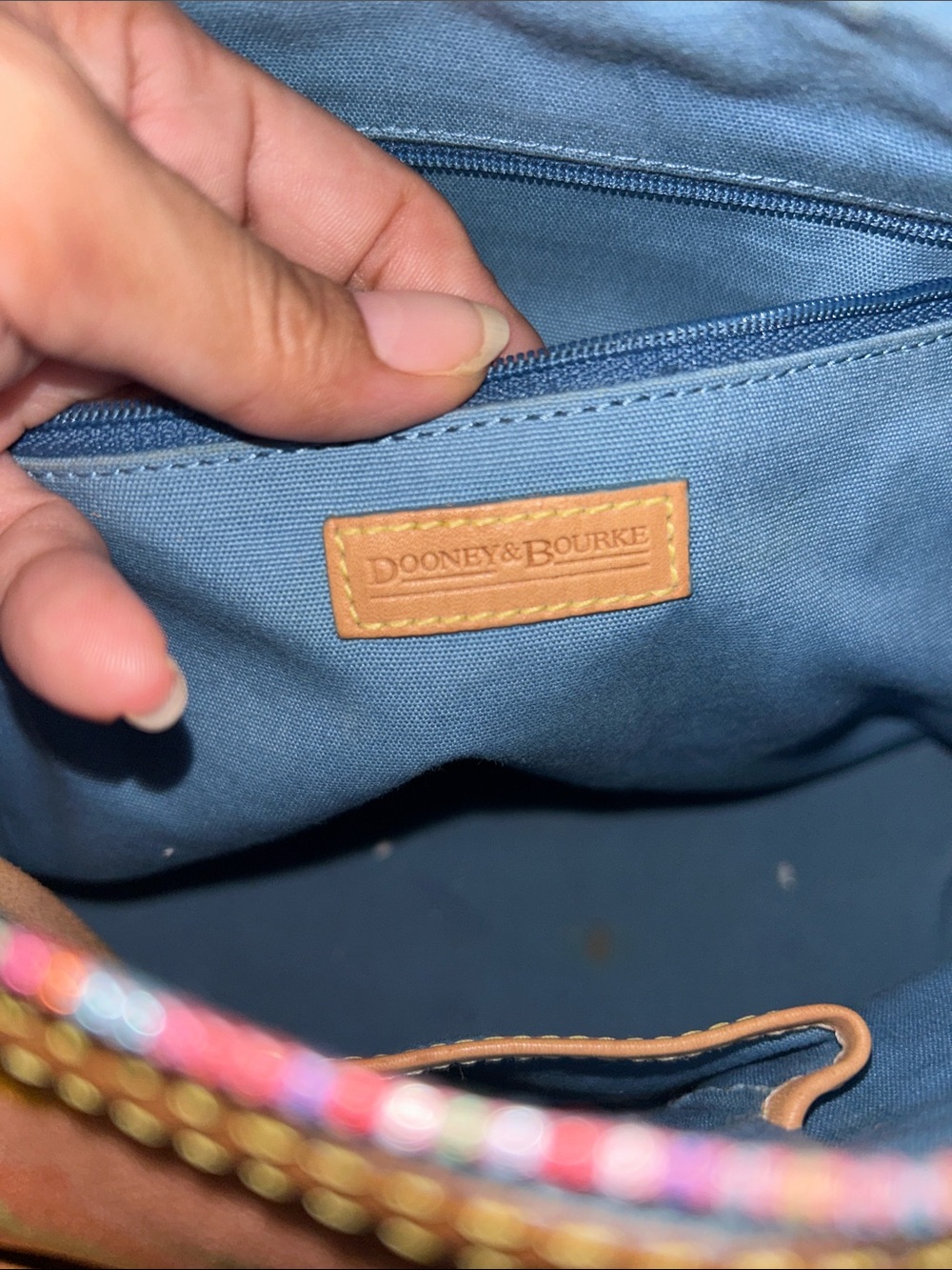 Vintage Dooney & Bourke Pink Graffiti Bag with Tan Leather Trim - Picture 2 of 16